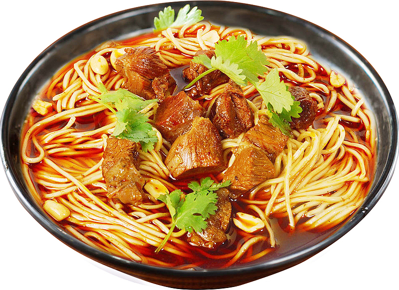 黑色碗的牛肉面