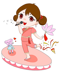 卡通唱歌女孩