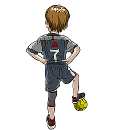 踢足球的少年背影