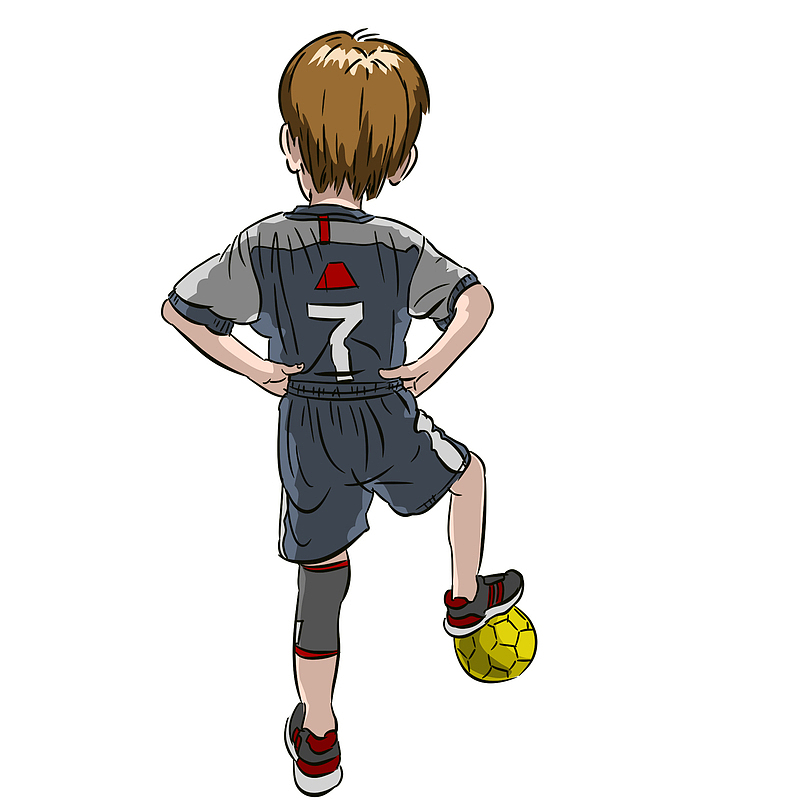踢足球的少年背影