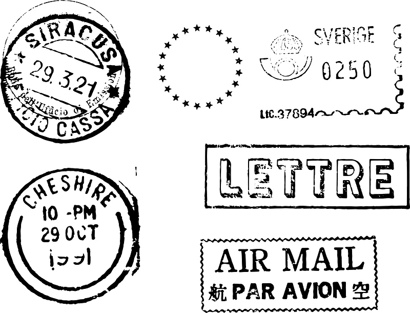 手绘复古邮票邮戳