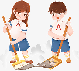 png开学季学生值日扫地素材pngpsdpng卡通小男孩扫地矢量图pngpng扫地