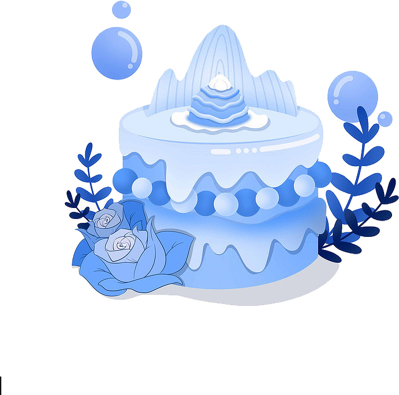 蓝色雪山玫瑰冰淇淋蛋糕