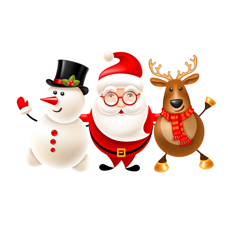 圣诞老人和雪人麋鹿
