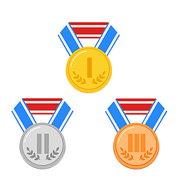 比赛冠亚季军奖牌组合卡通元素