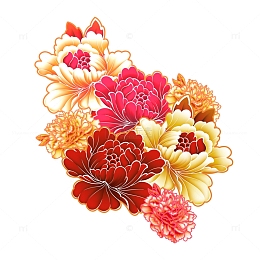 国潮风花朵元素