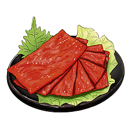 插画靖江猪肉脯
