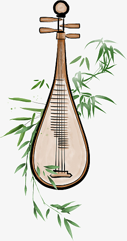 古风手绘乐器插画琵琶
