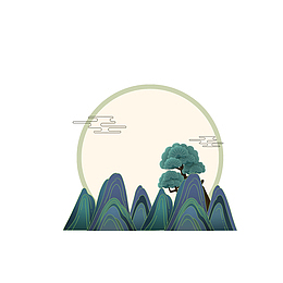 中国风山水画透明素材