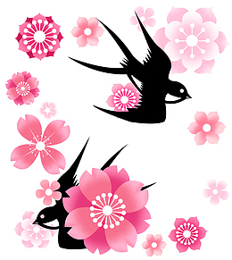 小燕子花朵剪纸