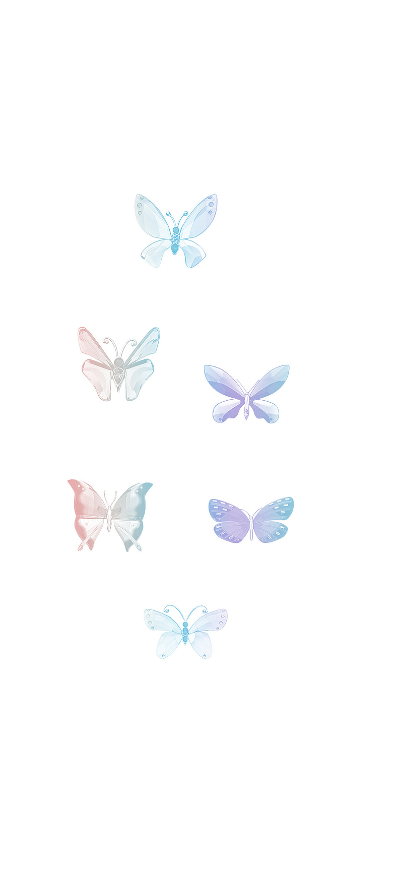 六款彩色蝴蝶