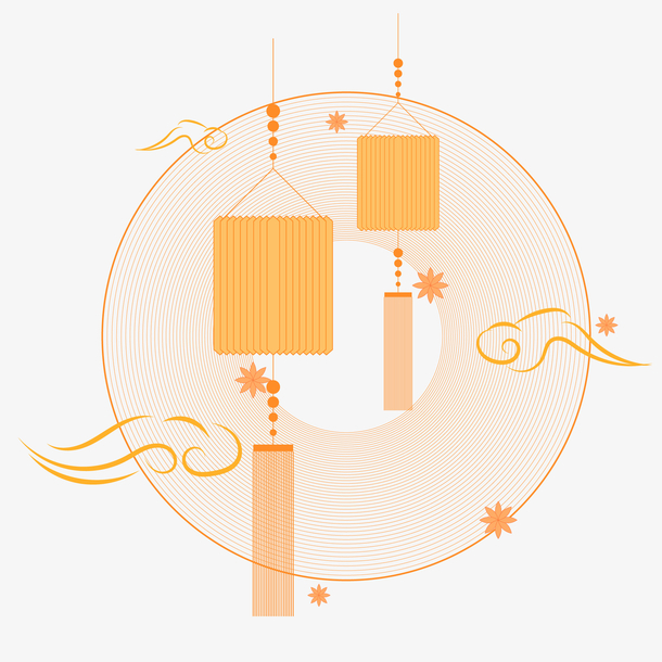 中式花纹灯笼元素