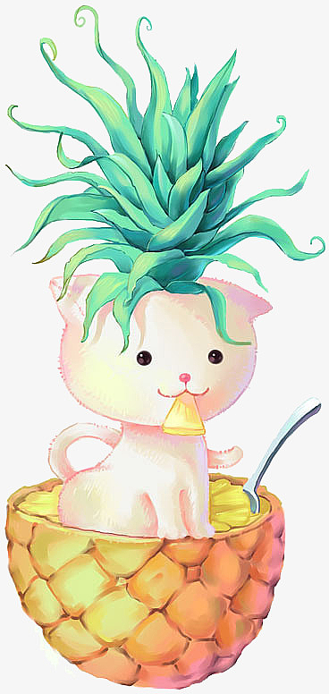 夏天水果动物组合插画