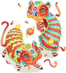 国潮舞狮子喜庆新年