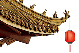 中国风古建筑宫殿屋角屋檐灯笼