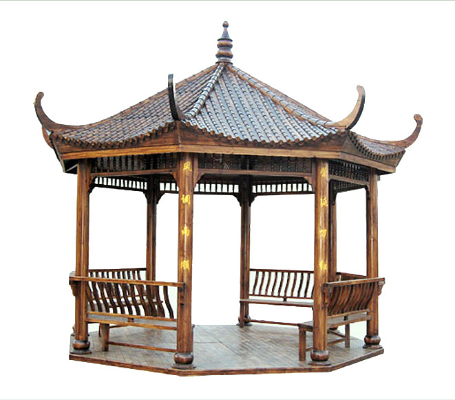 中国风古风木制凉亭透明素材