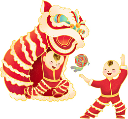 国潮喜庆新年春节舞狮