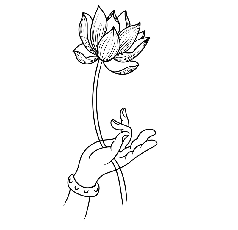 禅意手持莲花手势素材