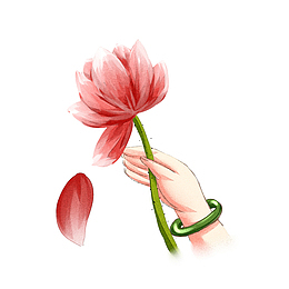 禅意手持莲花手势素材