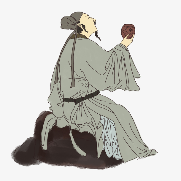 古人 喝酒 插画 元素