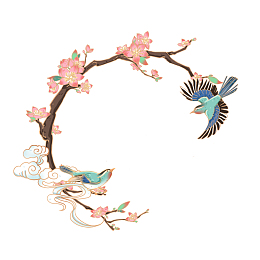 七夕桃花喜鹊