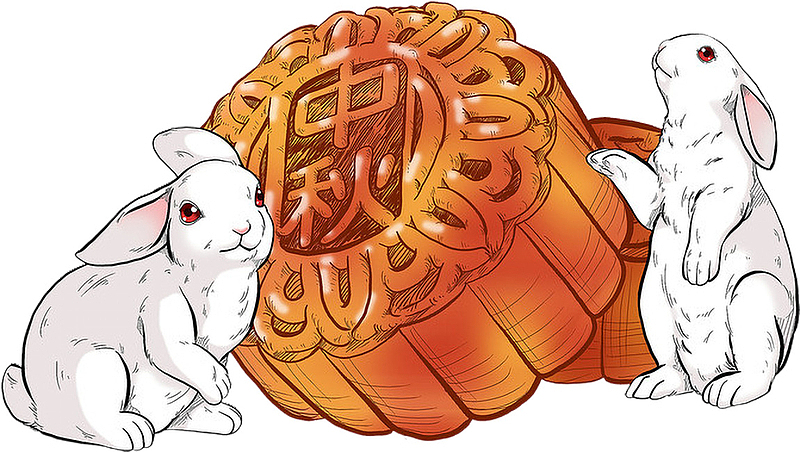 玉兔和月饼中秋节
