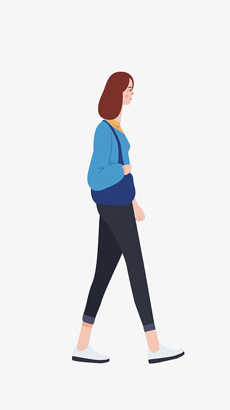 扁平化人物走路