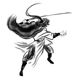 水墨画，草帽侠客，绘画，中国风