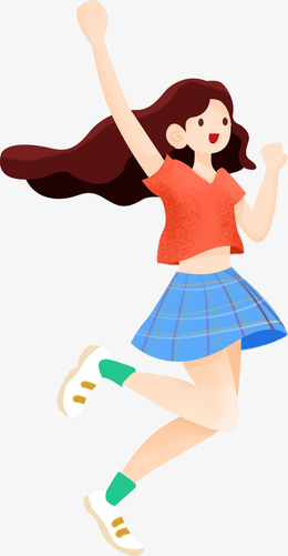 扁平化人物跳跃欢呼