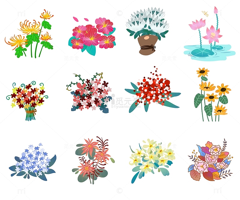 彩色花朵花卉装饰元素