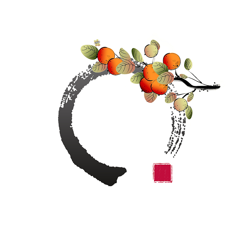 中国风印章元素瓜果装饰图案