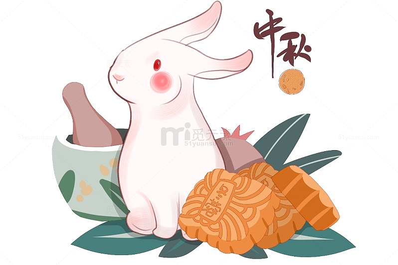 中秋节日玉兔装饰图案元素