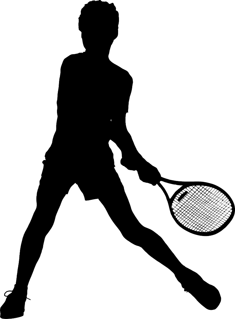 网球黑色少年剪影