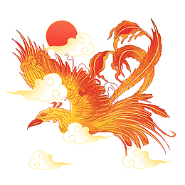 红凤凰古典中国神兽红金