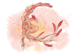 粉红中国古典神兽凤凰