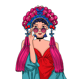 京剧，中国风，手绘，国潮