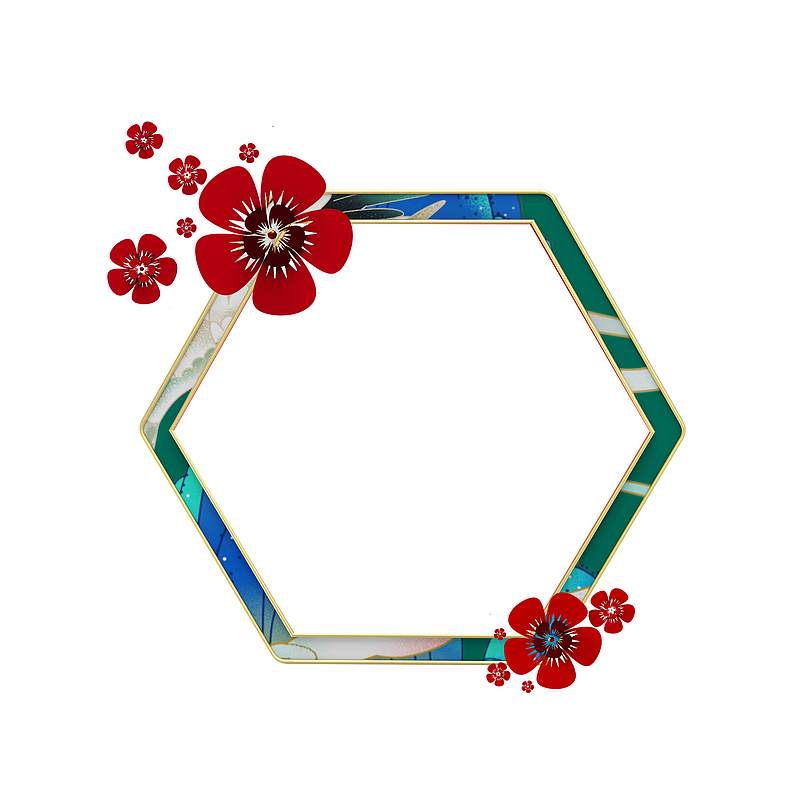 六边形花卉边框