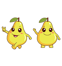 两个卡通梨子矢量图