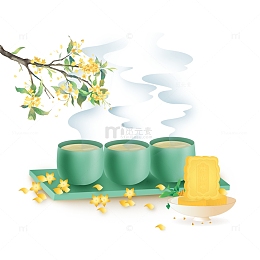 中秋节桂花糕加桂花酒元素