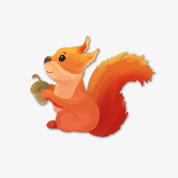 秋分松鼠手绘风格渐变小松鼠