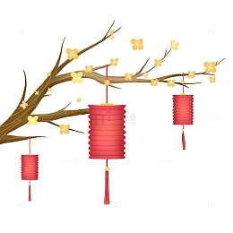 中秋节树枝灯笼
