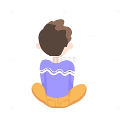 教师节背坐的小男孩认真男孩