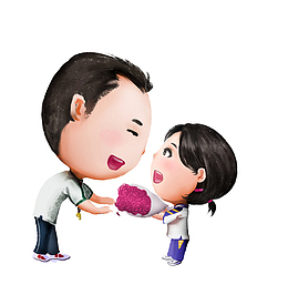 教师节学生送花给老师卡通