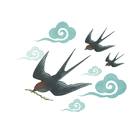 国风 国潮 燕子 插画