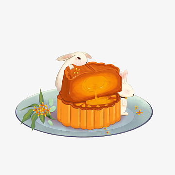 中秋节日月饼兔子小场景素材