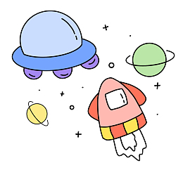 卡通UFO火箭飞船