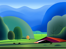 插画--山林小屋