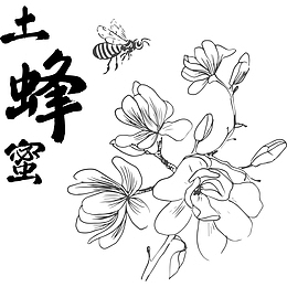 蜂蜜和花的简笔