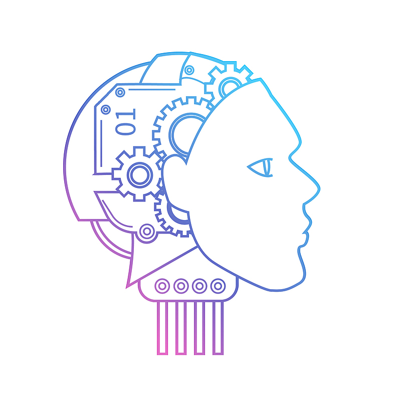 渐变色人工智能机器人齿轮大脑高科技怖