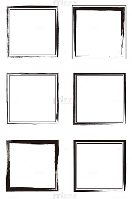 中国风水墨毛笔方形墨迹边框浅